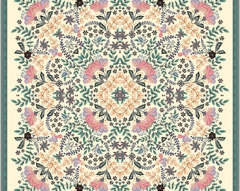 Elegantes Volkskunst-Blumenmuster Rosa & Türkis botanisches digitales Muster | Indisches Bodendesign (Digitale Datei)