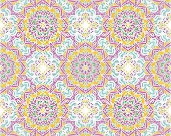 Bright Boho Mandala Seamless Pattern | Colorful Festival Digital Paper | Mosaic Flower Design (Digital File)