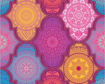 Vibrant Moroccan Tile Mandala Seamless Pattern | Bohemian Mandala Art | Colorful Pattern (Digital File)