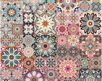 Boho Patchwork Tile Seamless Pattern | Mandala Digital Paper | Vintage Wallpaper | Wedding Dance Floor Design (Digital File)