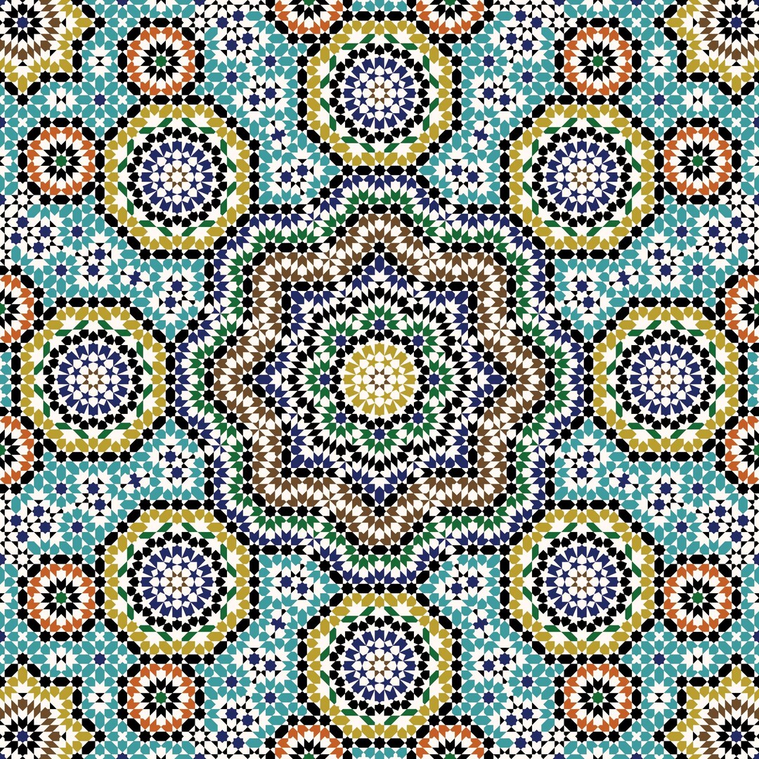 Moroccan Tile Seamless Pattern | Blue & Terracotta Mosaic for Wallpaper ...