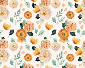Orange & Cream Floral Seamless Pattern | Spring Botanical Wallpaper Design| Indian Wedding Decor (Digital File)