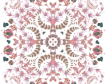 Whimsical Folk Art Floral Digital Print | Romantic Boho Nursery & Wedding Art | Flowers Dance Floor Pattern (Digital File)