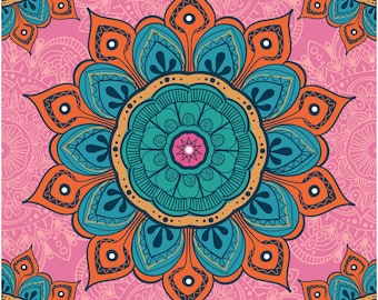 Lebendiges Blumenmandala Muster | Blumenmuster | Indisches Hochzeitsdekor (Digitale Datei)