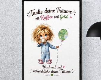 Geldgeschenk Rahmen Druckvorlage, Design für Geldgeschenke, DIY Geschenk Geburtstag Hochzeit, Geldgeschenk Idee für Frauen, Sofort Download