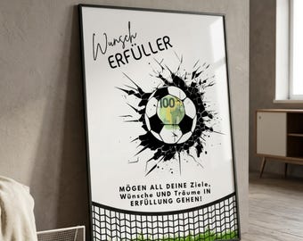 Fußball Geldgeschenk zur Konfirmation, Wunsch Erfüller Fußball, Geldgeschenk Rahmen Vorlage, Geschenk für Fußballfans, Geburtstag Geschenk