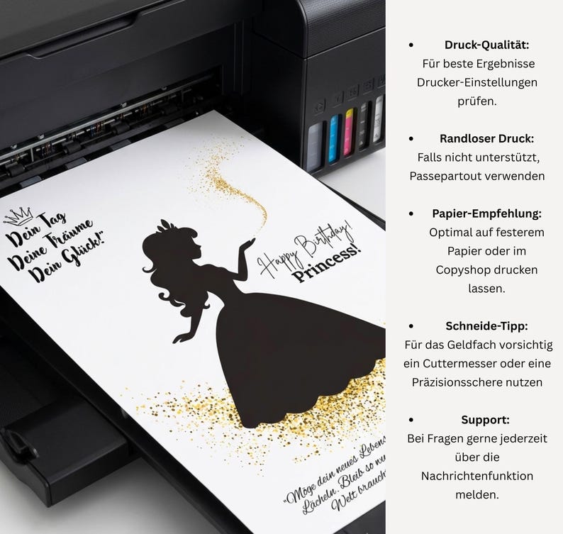 Stilvolles Geldgeschenk für Frauen und Mädchen, kreative Vorlage als PDF zum sofortigen Ausdrucken