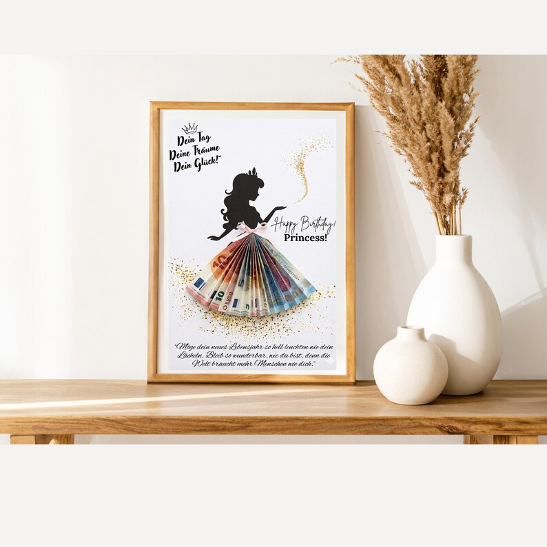 Kreative Geschenkidee für Frauen, Geldgeschenk-Vorlage zum Geburtstag, digitales Printable