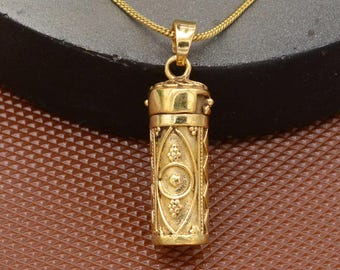 Gold Secret Message Pendant: Pill Box Locket, Gift for her.