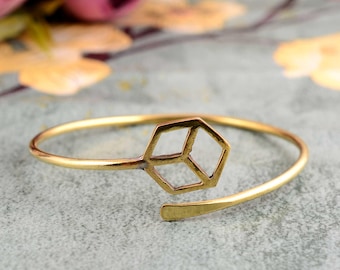 Raw Brass Hammered Bangle, Handmade Cuff Bracelet, Adjustable Bracelet