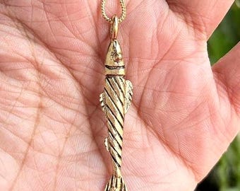 Gold Fish Necklace, animal Pendant, Handmade neckless gift.