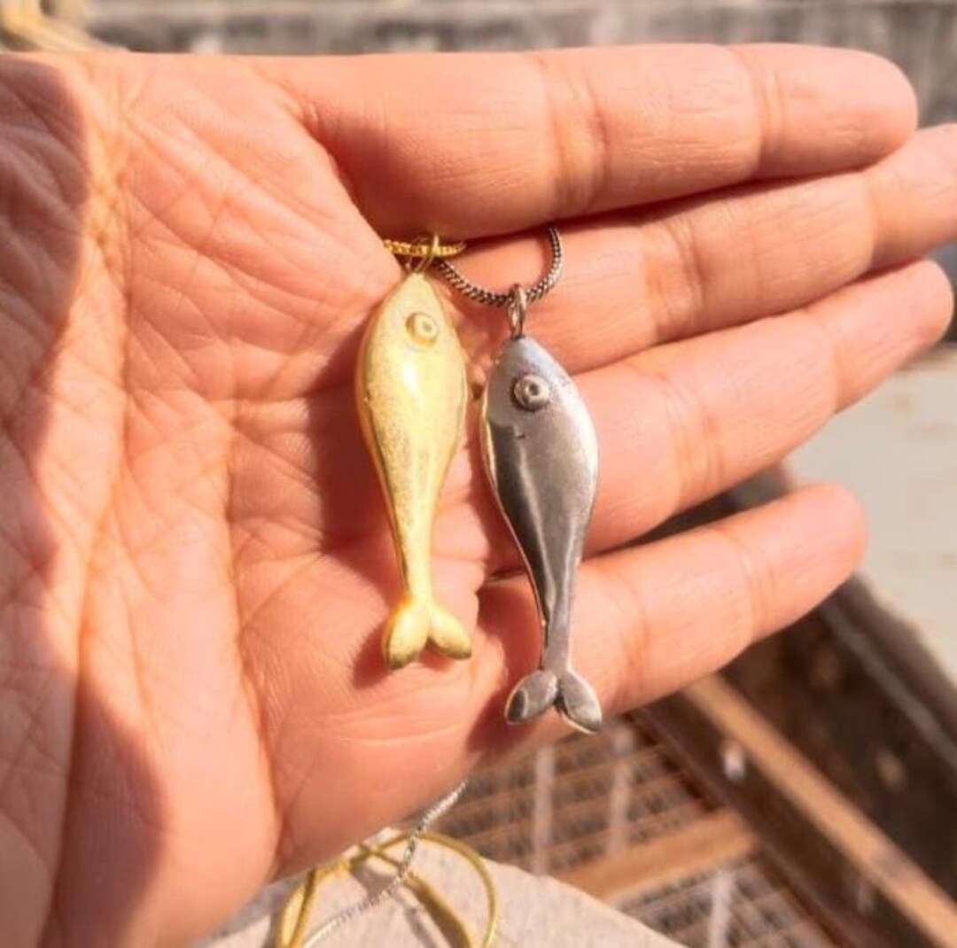 Fish Necklace, Brass Necklace, Silver Summer Jewellery, Beach Outfit ...
