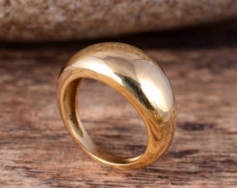 Brass Dome Ring, Statement Chunky Minimalist Band.