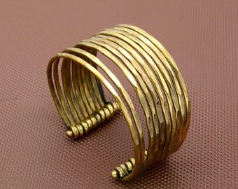 Hammered Cuff Bracelet, Adjustable Brass Bracelet.