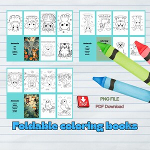Animals Foldable Mini Coloring Book, Kids Printable Activity (PDF)