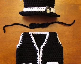 Newborn Top Hat and Vest Photo Prop