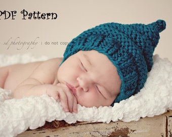 Purly Ridge Pixie Hat with Chinstrap PDF Pattern