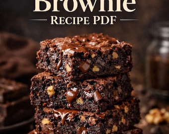 Fudgy Brownie Recipe PDF | Gourmet Chocolate Walnut Bars (Digital Download)