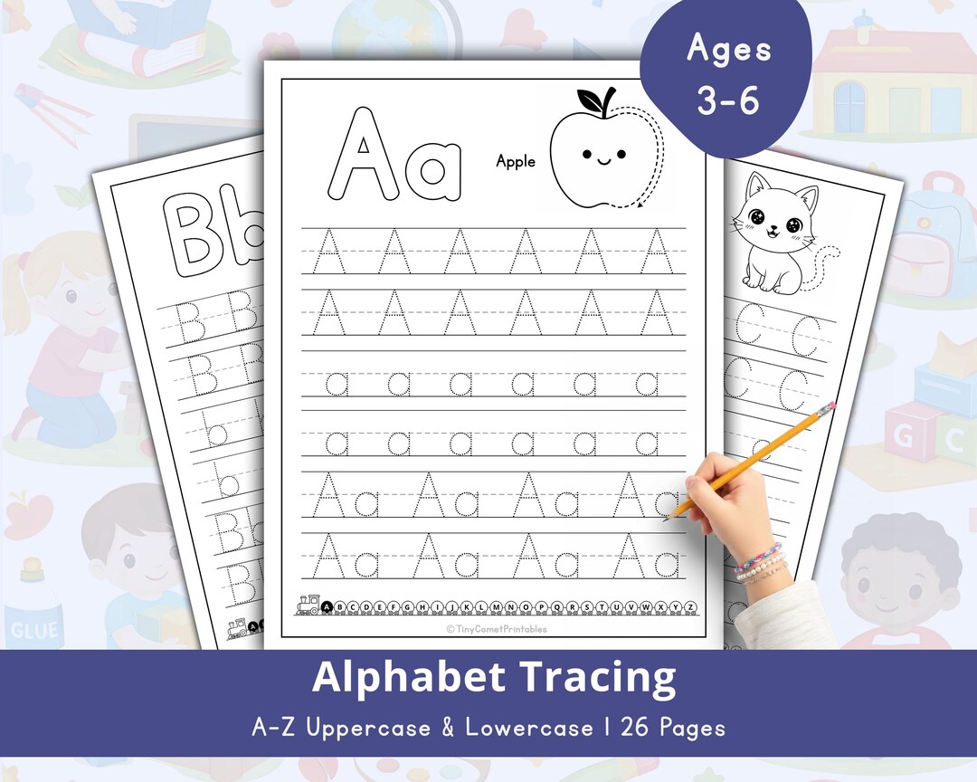 ABC Alphabet Tracing Worksheets | Kindergarten, Preschool, Homeschool ...
