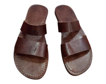 Handmade Leather Sandals | Moroccan Slides, Minimalist Summer Shoes