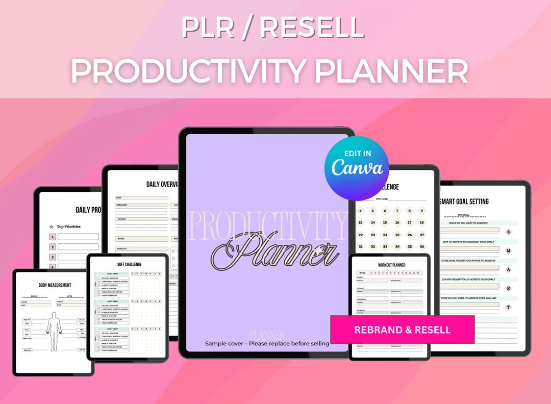 PLR Productivity Workbook, Master Resell Rights, Plr Planner, PLR