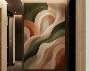 Olivgrün Salbei Grün Wandbild Neutral, Terrakotta Abstrakt, Erdtöne (Digitaler Download)