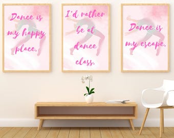 Set of 3 Dance Posters | Dance Quote Wall Art Prints | Motivational Dancer Gift | Dance Studio & Room Decor | FREE SHIPPING