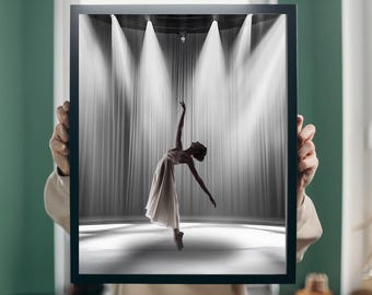 Ballet Dancer Gift – Elegant Dance Poster, Black and White Ballerina Wall Art, Perfect Gift for Dancers & Dance Teachers