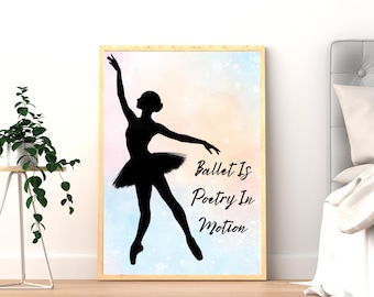 Dance Poster | Dance Wall Art Print | Ballet Studio Decor | Motivational Dancer Gift | Free Worldwide Shipping, Poetry In Motion