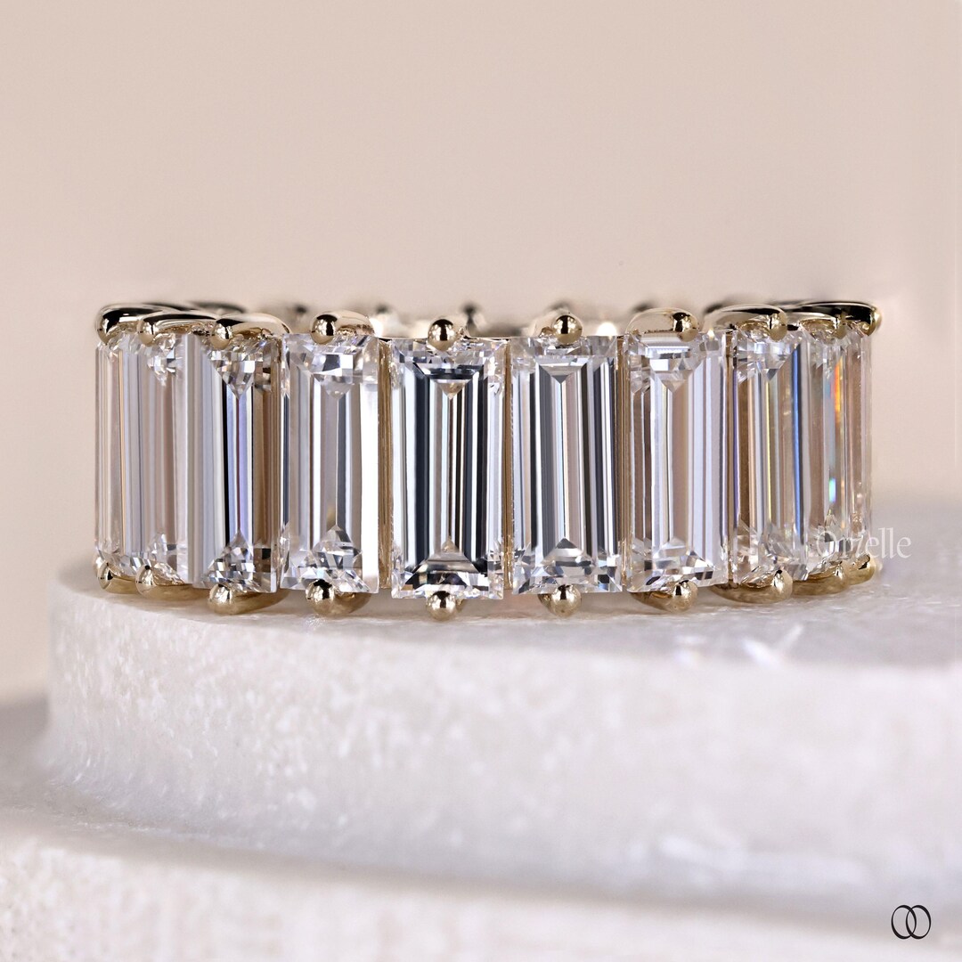 Baguette Cut Lab Grown Diamond Full Eternity Wedding Band, 14K Yellow ...