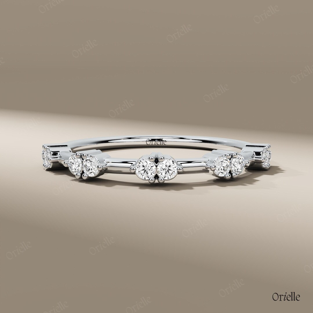 Dainty Lab Grown Diamond Wedding Band 14K Gold Minimal Eternity Ring ...