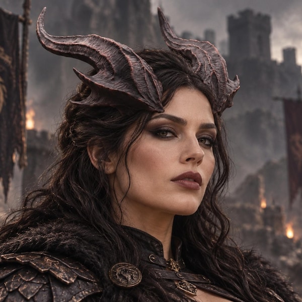 3D Printed Dragon Horn Headband, Swept-Back Warlord Fantasy Cosplay Headpiece (LARP Halloween)