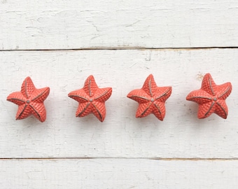 Shabby Chic Distressed Metal Starfish Knob In Florida Coral Metal, Drawer Knob , Beach Knob, Tropical Decor,Nautical Coastal Beachy Decor