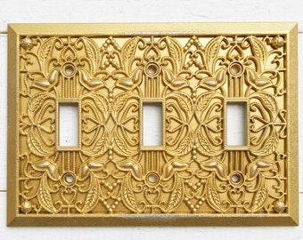 Light Switch Cover, In Muted Gold , Modern Home Decor, Outlet Cover, Light Switch Cover Plates, Shabby Chic, Double Rocker Switch Cover