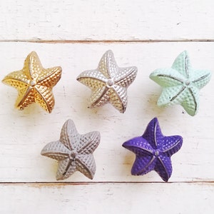 Nautical Pulls, Beach Cabinet Knob , Starfish Knobs , Coastal Drawer Pull , White Beach Knob,  Beach Bathroom , Beach Kitchen ,