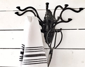 Farmhouse Kitchen Hooks, 5 Hook Wall Mount , In Rustic Brown ,Industrial Home Decor,Wall Hooks,Country Kitchen ,Bathroom Decor,Farmhouse Red