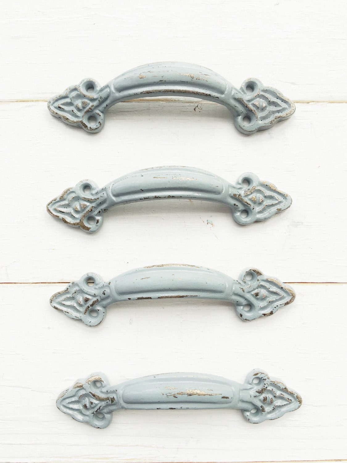 4 inch cabinet door pulls on Modern Grey Scroll Flower Cabinet Door Pulls Distressed Drawer Etsy