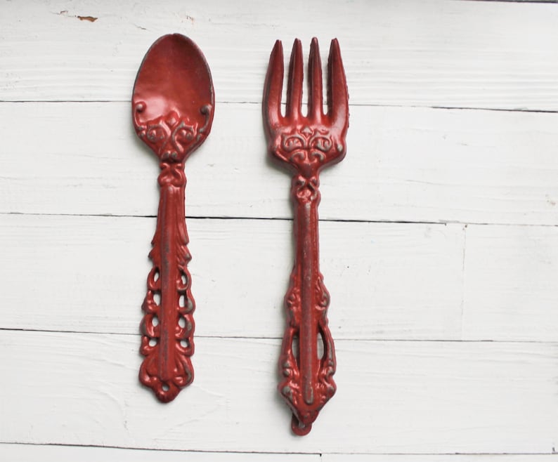 Kitchen Wall Decor utensil Wall Hangingcountry Red Large Etsy
