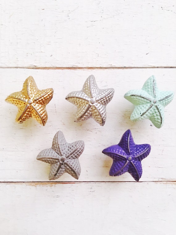 Nautical Pulls Beach Cabinet Knob Starfish Knobs Coastal Etsy