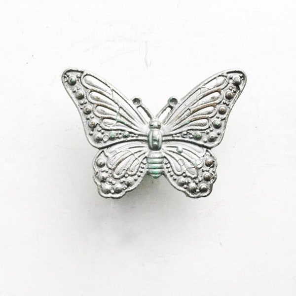 Butterfly Knob , Poly Resin Knob , Cabinet Knobs , Decorative Knobs , Silver Hardware , Monarch Butterflies , Fall Home