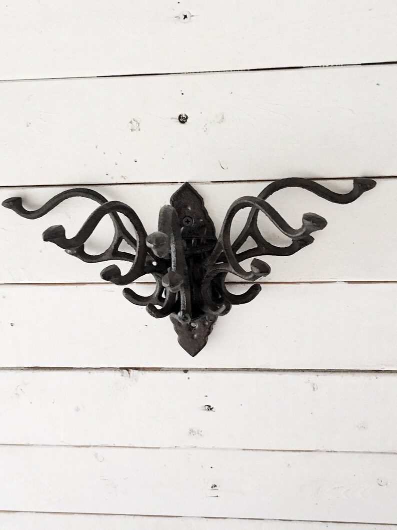 Farmhouse Kitchen Hooks 5 Hook Wall Mount in Rustic Brown Etsy