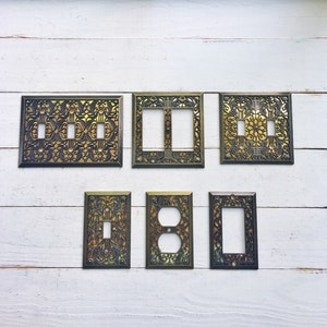 Light Switch Cover, Switch Plates, Outlet Covers, Antique Brass Plug Cover, Shabby Chic, Switchplate, Outlet Plate Covers Bronze Brass Light