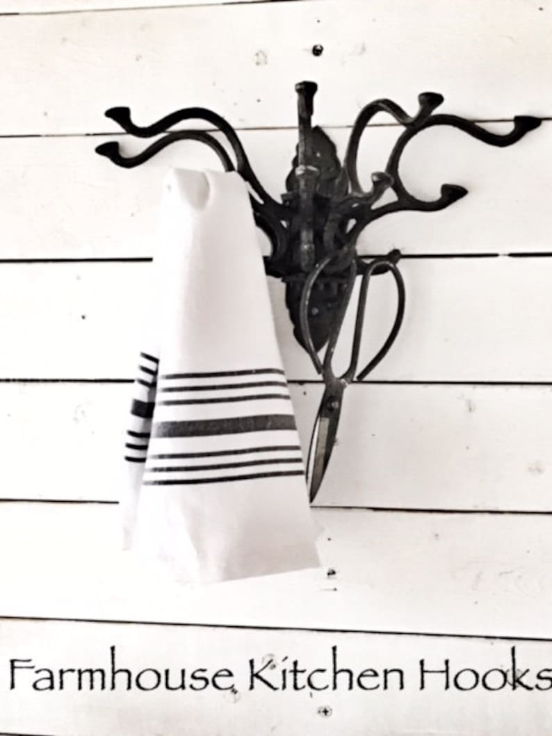 Farmhouse Kitchen Hooks 5 Hook Wall Mount in Rustic Brown Etsy