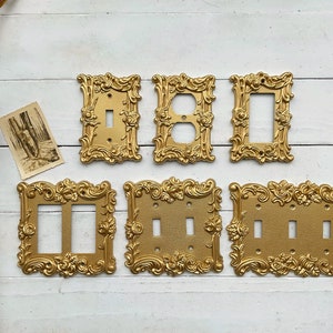 Light Switch Cover Metal In Muted Gold , Modern Home Decor, Outlet Cover, Light Switch Cover Plates, Shabby Chic, Double Rocker Switch Cover