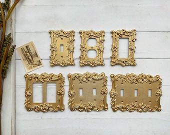 Light Switch Cover, In Muted Gold , Modern Home Decor, Outlet Cover, Light Switch Cover Plates, Shabby Chic, Double Rocker Switch Cover