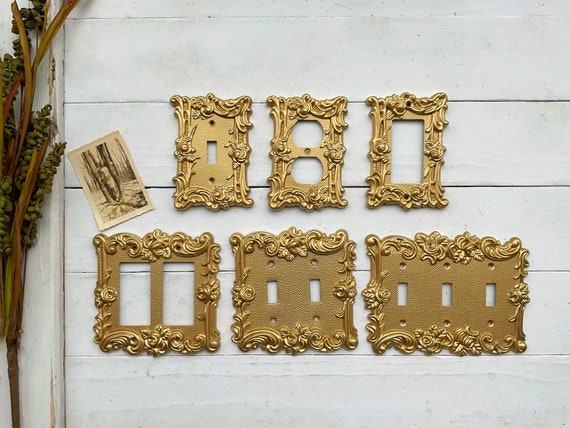 Light Switch Cover Metal In Muted Gold , Modern Home Decor, Outlet Cover, Light Switch Cover Plates, Shabby Chic, Double Rocker Switch Cover