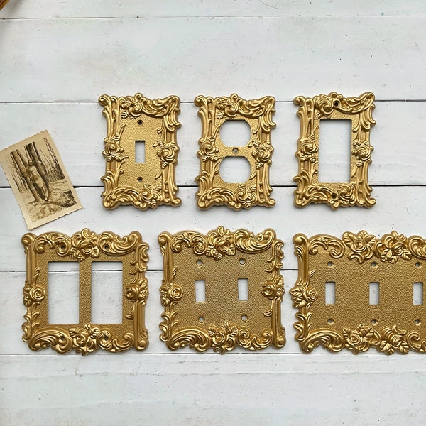 Light Switch Cover, In Muted Gold , Modern Home Decor, Outlet Cover, Light Switch Cover Plates, Shabby Chic, Double Rocker Switch Cover