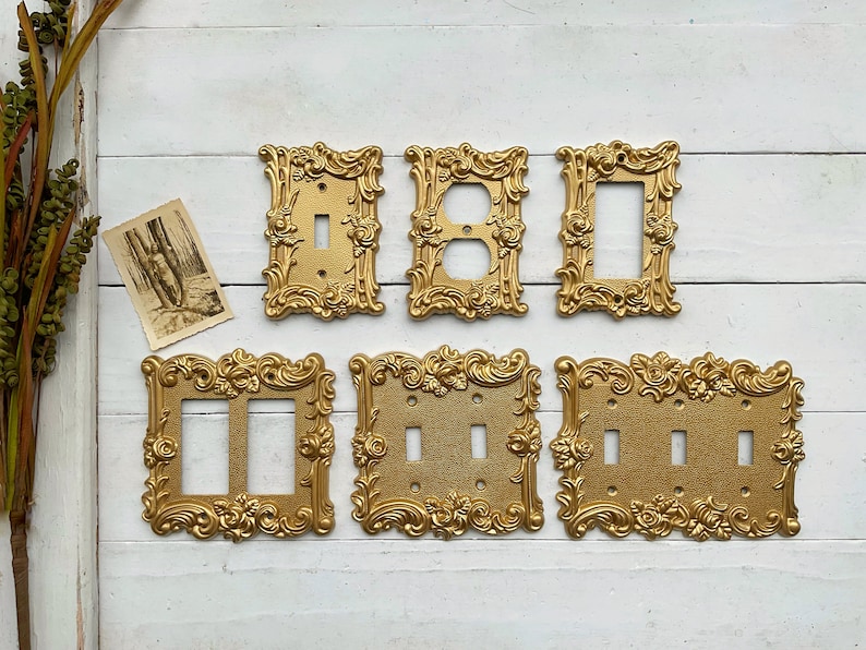 Light Switch Cover, In Muted Gold , Modern Home Decor, Outlet Cover, Light Switch Cover Plates, Shabby Chic, Double Rocker Switch Cover image 1