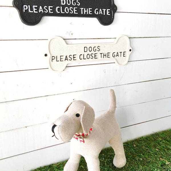 Dog Sign - Dogs Please Close The Gate - Cast Iron Sign - Yard Sign