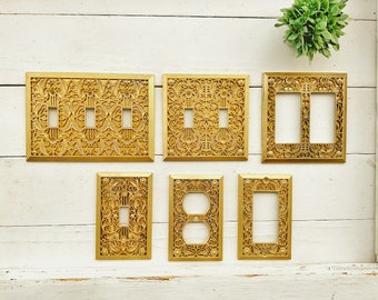 Light Switch Cover 55 Colors Switch Plates, Antique Bronze, HOME Switchplates Outlet Covers Plug , Brass Gold , Rocker GFI , Casita Casa Oro